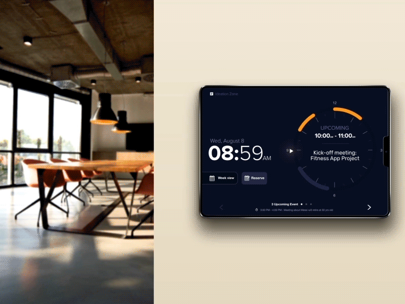 Book Meeting Room iPad App book calendar clock conference coworking space employee ipad meeting room wall