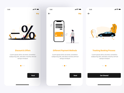 Onboarding Car Rental App app car design designer illustration ios ios app design iu onboarding rental car ui ux ux design web design wirframe