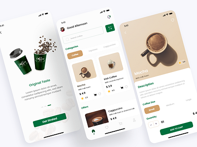 Coffee Mobile App - UI app branding coffee design designer illustration logo typography ui ux xd