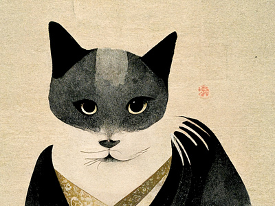 Japanese art style Cat