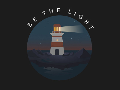 Be the light affinitydesigner badge beach flat illustration inspiration light lighthouse night sea seascape