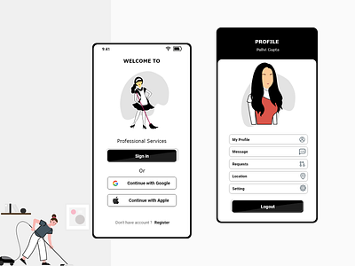 Housekeeping App UI app branding design graphic design illustration logo typography ui ux vector