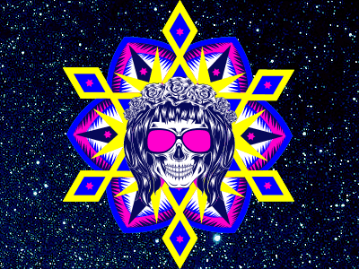 Hello Dribbble debut debut shot design diwali halloween illustration logo neon rangoli skull
