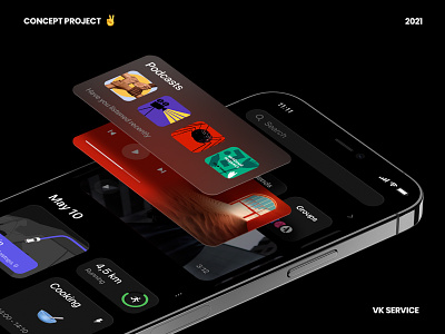 Widgets app bright color concept dark design service ui vkontakte widget