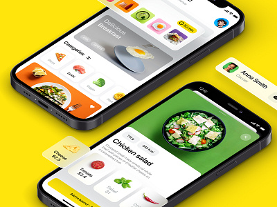 Delivery food app blur bright color delivery design food ios mobile modern sketch ui ux yellow
