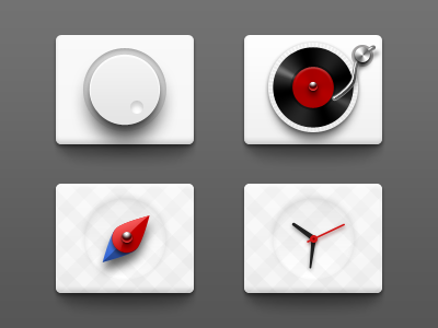White Icons clock compass icon music settings ui
