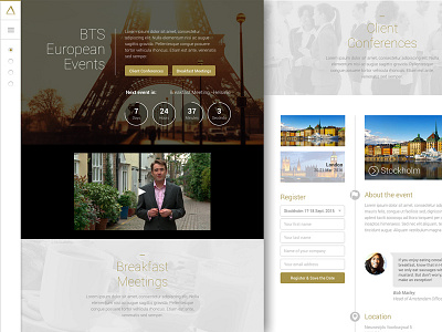 BTS European Events (2015) conference event inscription invitation portal one page website