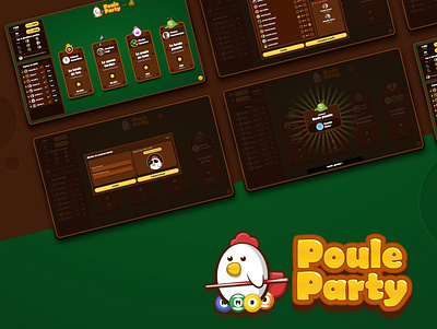 Poule Party — billiard dashboard billiard branding cartoon chicken dashboad illustration pool snooker ui vector