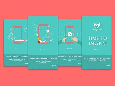 Walk Through Screen app cards design material screen walkthrogh