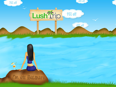 Promotional Illustration for Lushtrip digitalpainting holiday illustration offers relax travel weekend