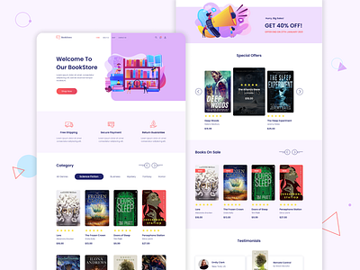 BookStore book design ecommerce figma illustration shop simple ui ux webdesign