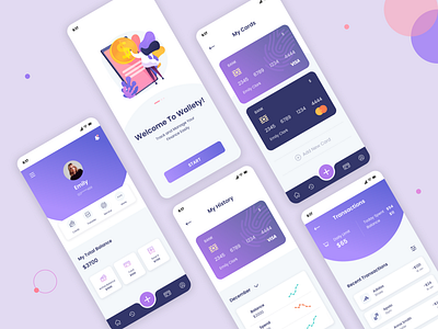 Wallet App app design bank design figma finance illustration mobile app money simple ui ux wallet webdesign