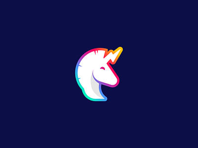 Power Unicorn colorful graphic design lightning logo power simple unicorn