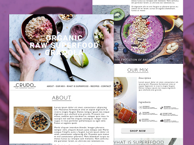 CRUDO - Raw Granola design e shop landing page ui ux website wordpress