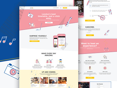 EmptyChair - London's best timetable! animals bespoke design colour funny icons illustration landing page music pink playful responsive yellow