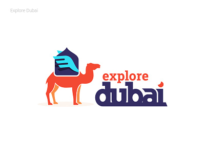 Explore Dubai 2d logo custom logo detailed logo multi color typography