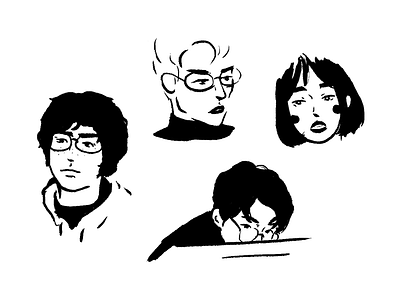 Faces character doodle drawing illustration people