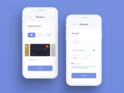 Day 002 | Daily UI challenge - Credit Card checkout app blue challenge checkout clean creditcard dailyui day002 design interface light minimal mobile simple ui ux