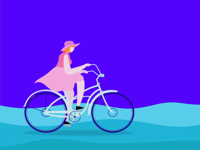 Girl on bicycle 2d animation after effects animated animation design digital art flat gif illustration loop motion motion design motion graphic motion graphics vector