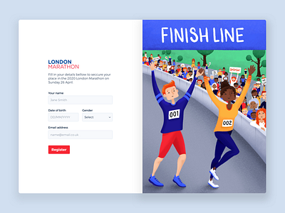 Sign up form for the London Marathon