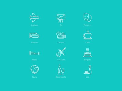 Active Age Icons Pack 1 airplane burger cafe glyph glyphs icon icons ios pack restaurant set