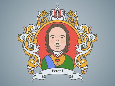 Peter The Great emperor flat heraldry history illustration peter russia sketch vector