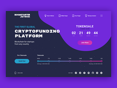 Boomstarter — Cryptofunding Platform blockchain cryptocurrency cryptofunding finance landing sale token