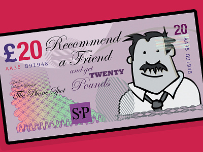 Deal Detective Banknote banknote detective illustration illustrator money note pi private dick recommend a friend £20
