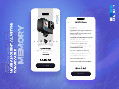 Product detail page..! app design branding gopro ios ui uiux ux visual design