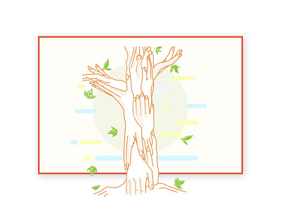 Hands Tree..!!! art branch branding design hands illustration leaf lines logo tree vector