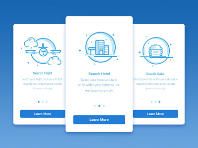 Onboarding screen design..!! android app booking cab flight hotel icons illustrations material onboarding screen