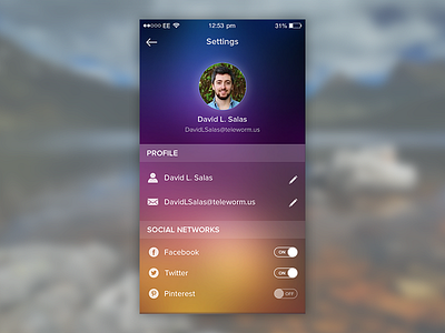 Daily UI challenge #007 - Settings Screen..!!! app dailui details ios profile settings social ui user ux