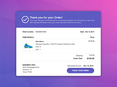 Daily UI challenge #017 - Email Receipt..!! cart checkout dailyui email emailreceipt payment report shoe