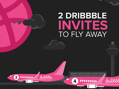 2 Dribble Invites..! aeroplane airport dribbble icon illustration invitation invite vector