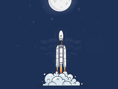 Chandrayaan-2...!! chandrayaan chandrayaan 2 creative design icon illustration india isro moon poster rockets satellite space spaceship