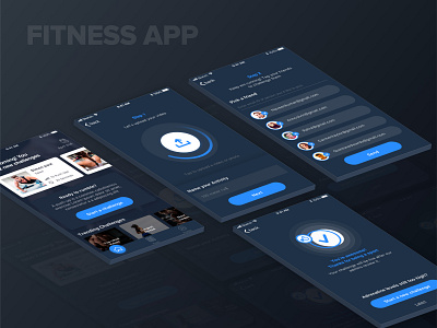 Fitness App(Dark)...!! app dailyui design fitness fitness app icons illustration interface mobile typography ui ux web