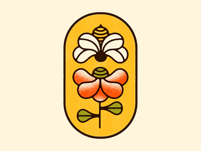 Bee Badge badge bee branding bumble bee daisy flower illustration print spring summer texture vintage