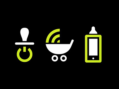 Children & Technology Icons bottle carriage child icon iphone logo pacifier poster power symbols technology wifi