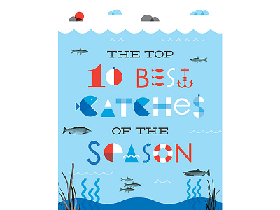 Editorial Illustration catch collage editorial fish overlay type vector