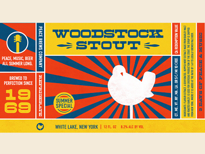 Woodstock Stout Craft Beer Label beer iconography label vector vintage woodstock