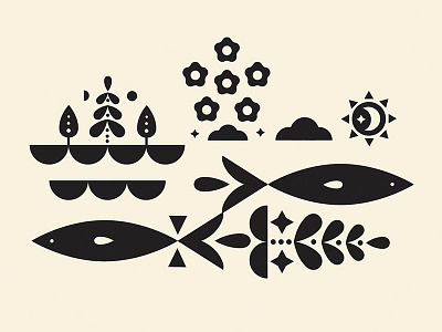 Fish Vector cloud design fish illustration shape sun tree vector