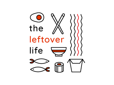 The Leftover Life bowl chinese food chopsticks egg fish illustration leftover sushi takeout