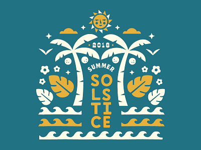 Summer Solstice birds clouds coconuts flowers illustration leaves palm tree solstice summer summer solstice sun waves