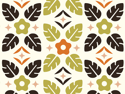 Tropical Pattern floral pattern flowers green orange brown pattern summer pattern tropical tropical flowers tropical pattern vector pattern