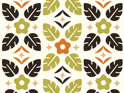 Tropical Pattern floral pattern flowers green orange brown pattern summer pattern tropical tropical flowers tropical pattern vector pattern