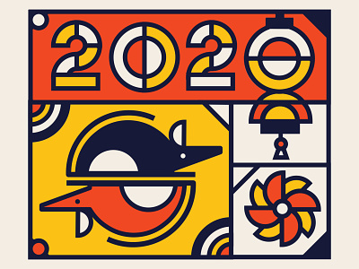 2020 Year of the Rat 2020 chinese new year lunarnewyear primary colors rat vector year of the rat
