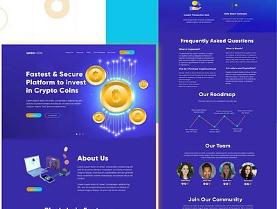 Crypto Landing Page design adobe photoshop adobe xd branding crypto crypto landing page crypto landing page design crypto web ui design graphic design ui ui design uiux uiux design web design