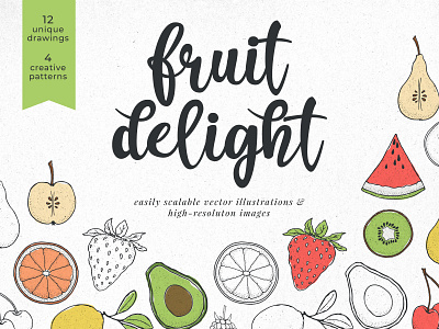 Fruit Delight Vitamin Collection artistic avocado banana brand visual branding citrus design food fruit graphic design hand drawn design icon illustration lemon minimal art nutrition sketch vitamin watermelon