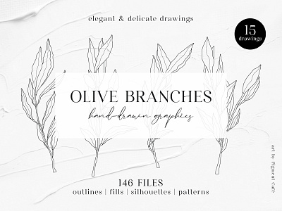 Olive Branches & Botanical Patterns artistic botanical drawing botanical line sketch botanical pattern brand visual branding contour silhouette design feminine art floral illustration graphic design hygge art illustration line art mediterranean design minimal art olive branches olive leaf olive twig