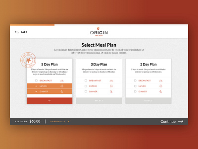 Origin Meals Ordering Process custom cms design food service meal delivery order process ordering responsive ui ux ui wordpress